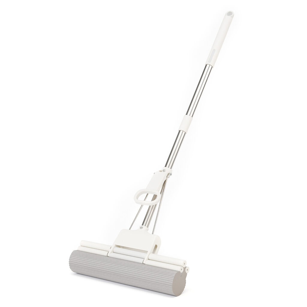 Extra-Wide PVA Mop, Triple Roller Wringing, Stainless Steel Handle