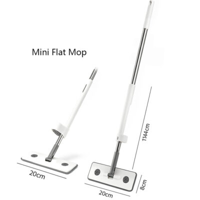 Mini Flat Mop for Bathroom, Slim, Hands-Free, Extendable Handle