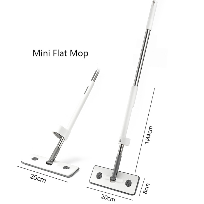 Mini Flat Mop for Bathroom, Slim, Hands-Free, Extendable Handle