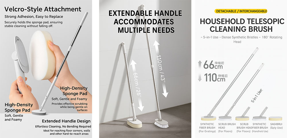 Extendable Dual-Head Cleaning Brush