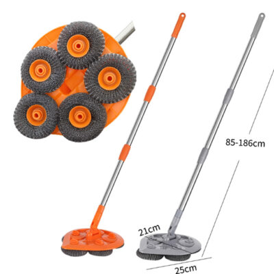 Stainless Steel Tile Cleaning Brush, 5 replaceable heads, 360 rotated base